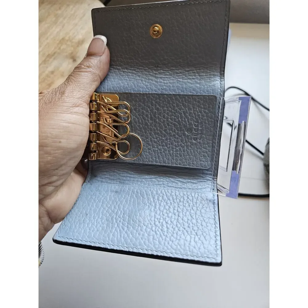 Gucci GG Marmont Leather 6-Key Case Blue with Tag